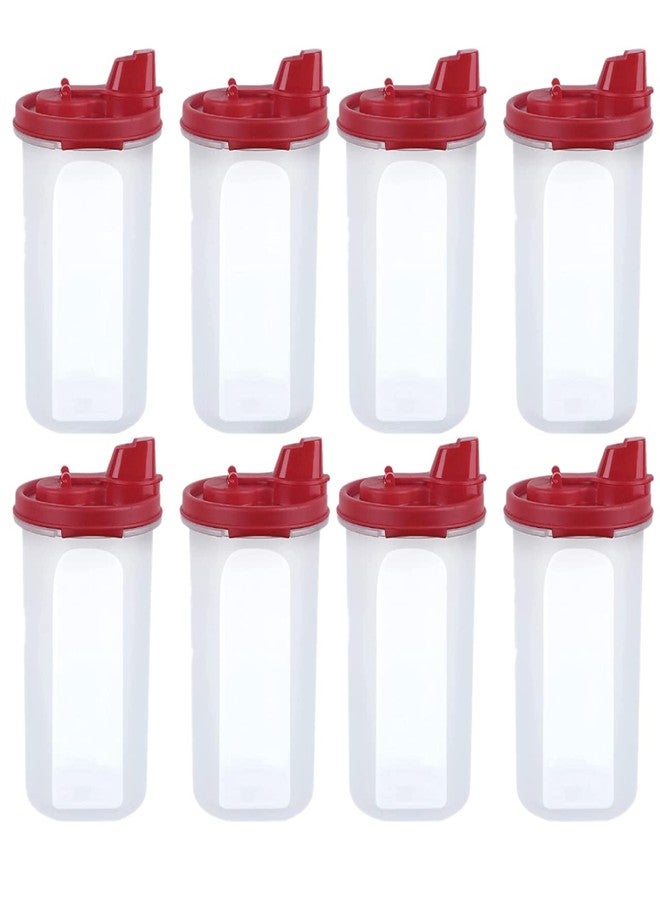 Cutting EDGE Smart Oil Dispenser Storage 585ml Litre (Set of 8) Air-Tight & Leak Resistant Plastic Round Modular Container - for Vinegar, Sauces, Olive & Refined Oils (Dark Red) - Image 1